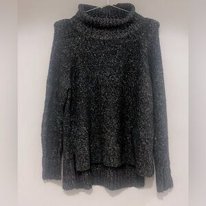 Heather dark grey knitted turtleneck sweater